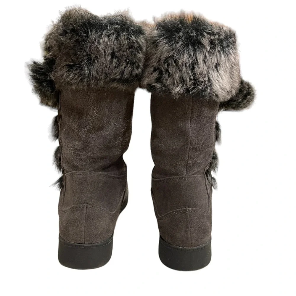White Mountain Winter Boots Women Size 9.5 Forest Faux‎ Fur Lined Suede Charcoal